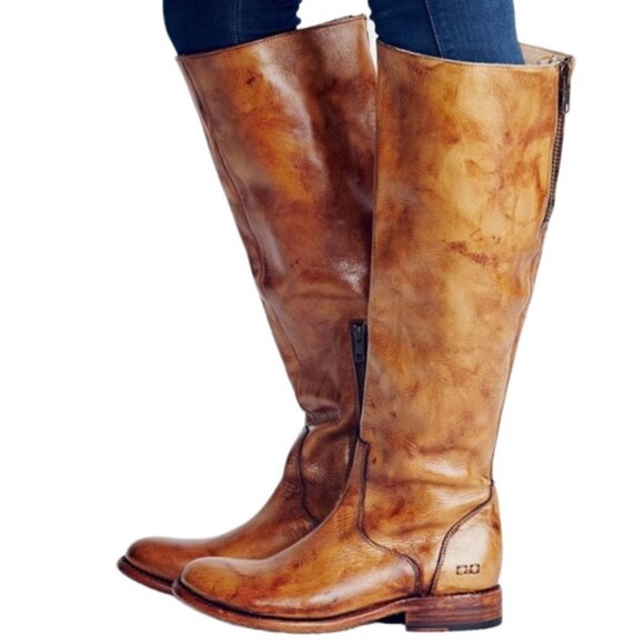 BED STU Tess Tan Distressed Leather Tall Riding Boots BEDSTU Size 8 - Picture 1 of 16